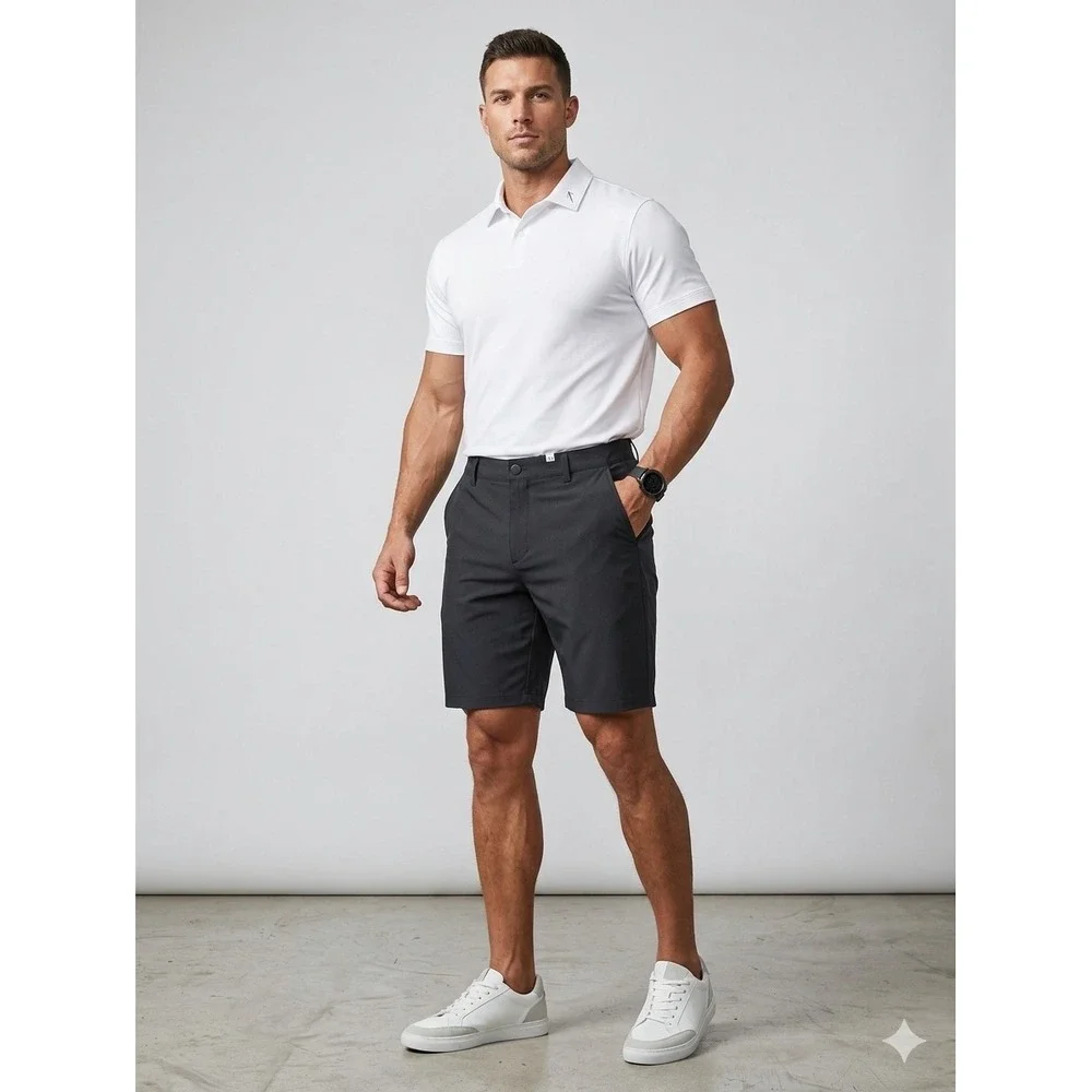 Panama Jack Mens Performance Golf Shorts Size 34 Charcoal Grey Flat Front